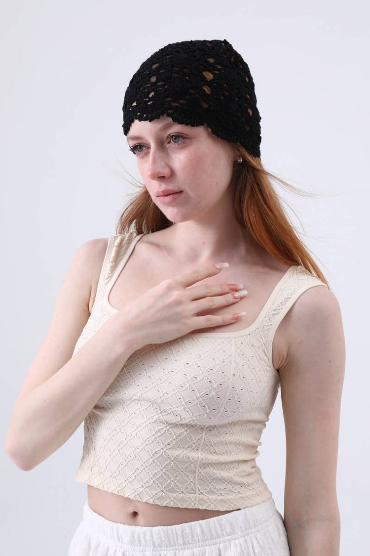 Crochet Lace Beanie – Handmade Open Knit Cap