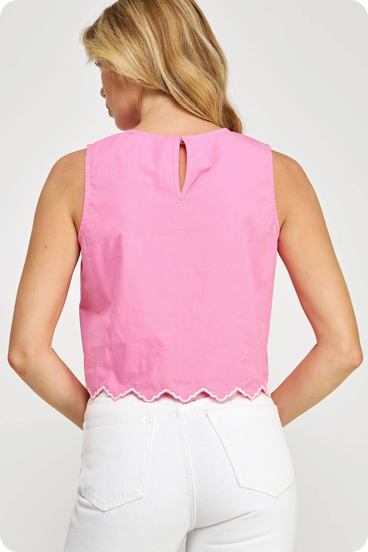 Floral Embroidery Sleeveless Top