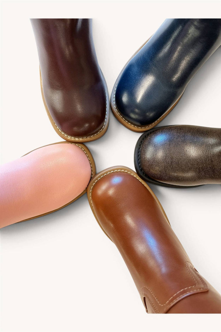 BANANA-1 Tall Riding Boots with Semi Square Toe and Block He