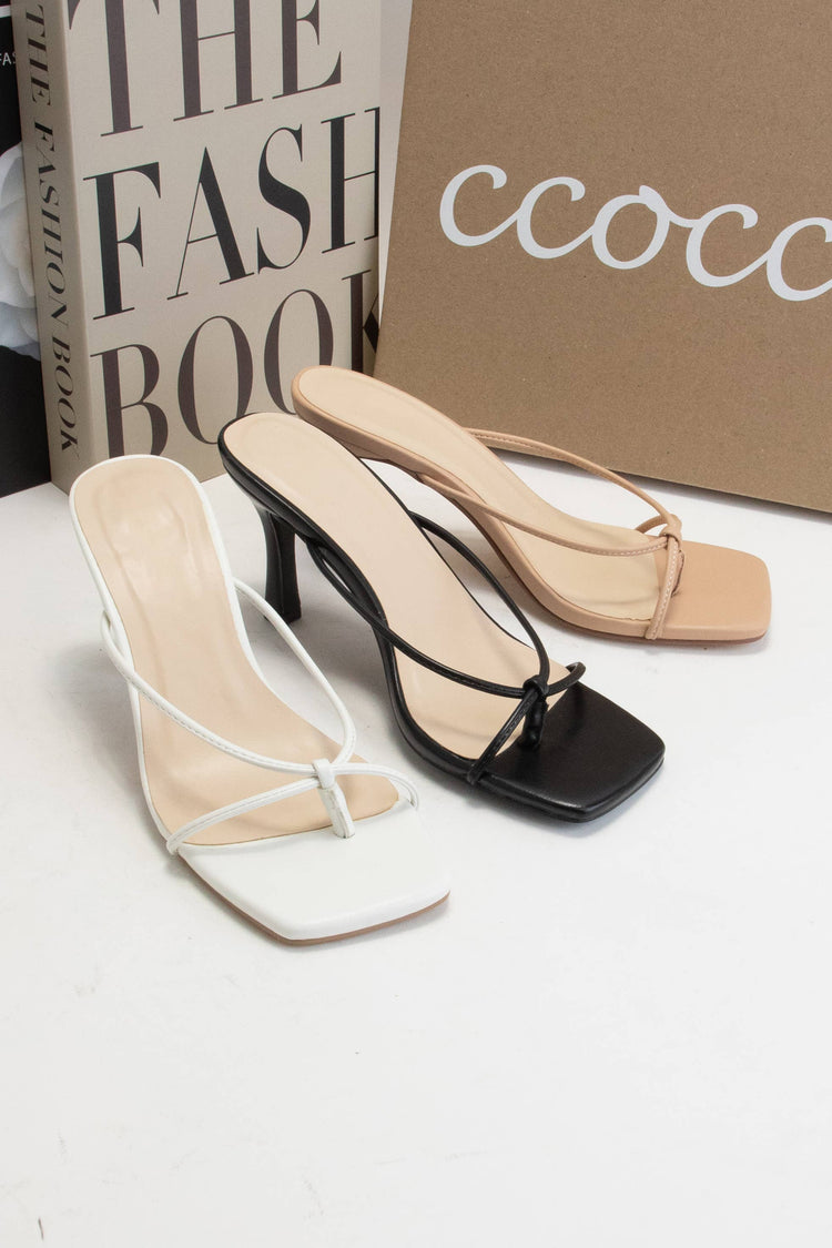 DOVIE-1THIN STRAP THONG STYLE SLIP ON KITTEN HEELS