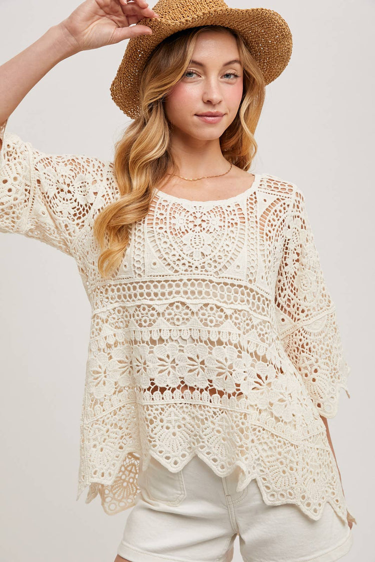 Sheer CROCHET TOP WITH NO LINING