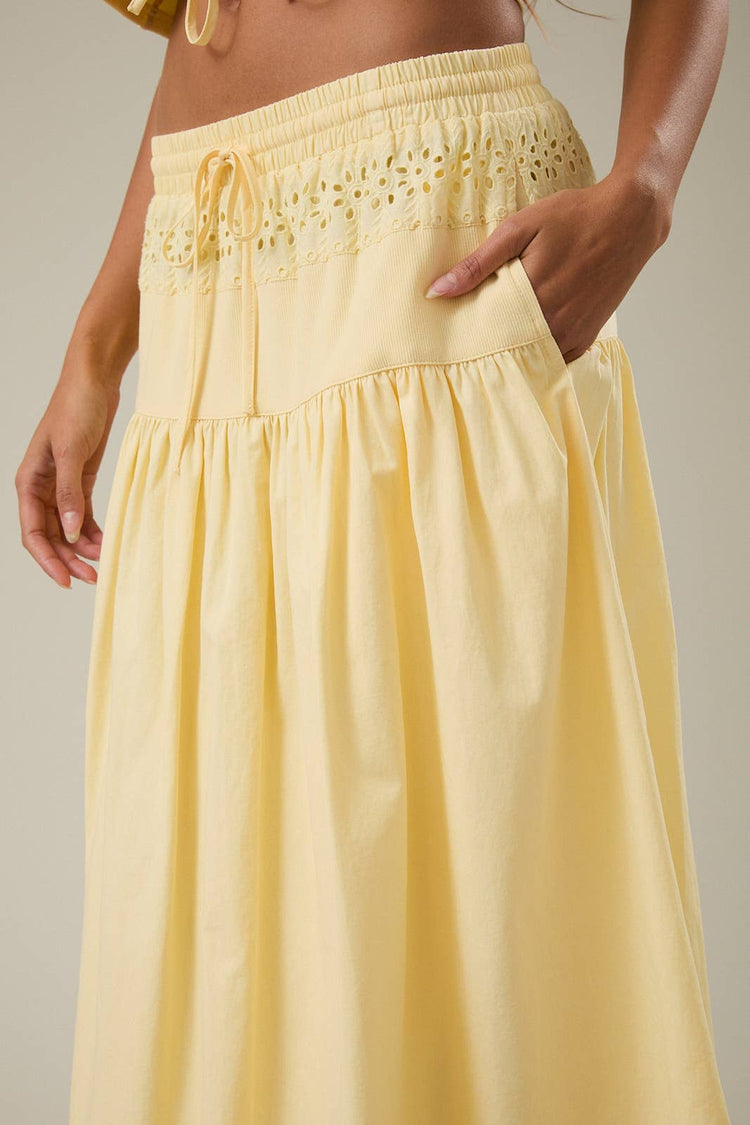 Butter Yellow Eyelet Maxi Skirt