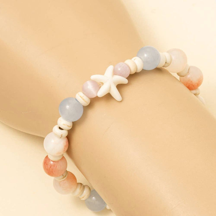 Starfish And Leaf Beaded Bracelet
