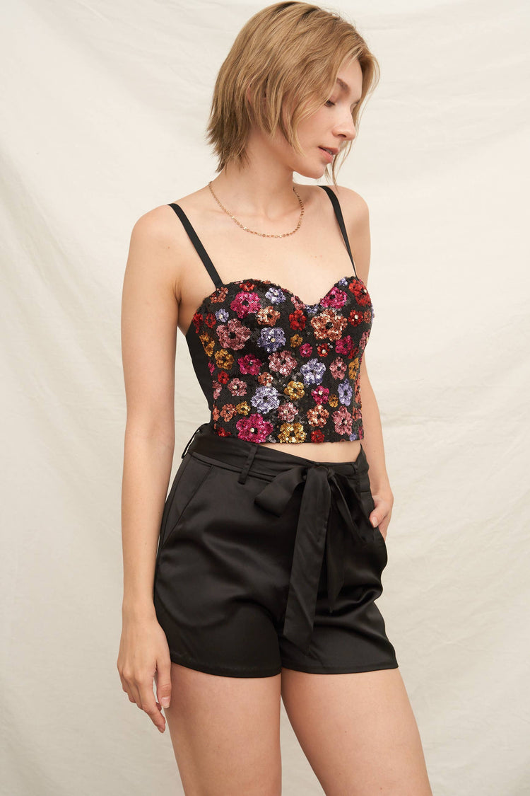 Floral Beaded Bustier Bra Top