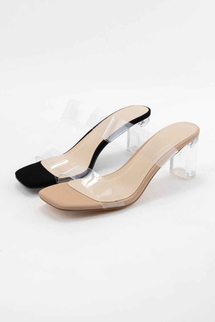 Della Clear Double Strap Heel