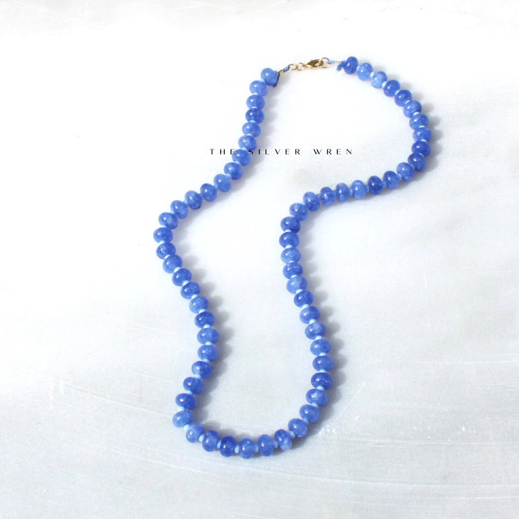 Cornflower Stone Candy Beaded Necklace, Colorful Trendy Bead