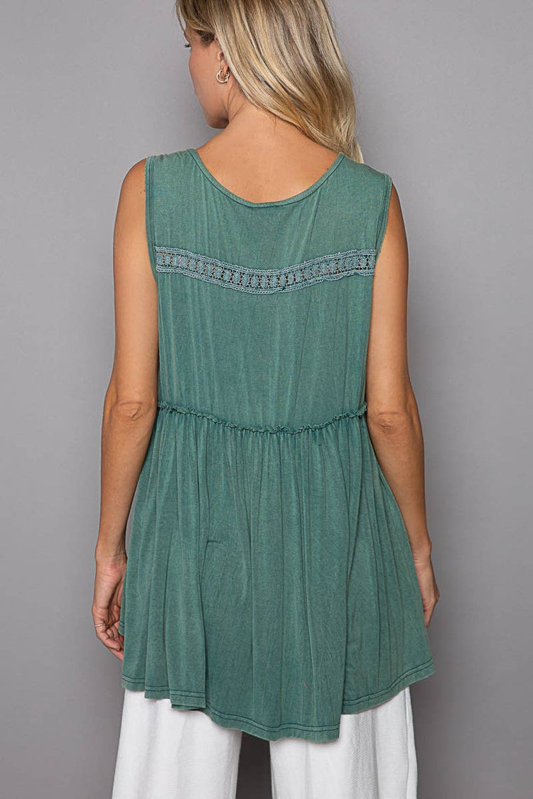 Sleeveless loose fit v-neck babydoll casual knit top