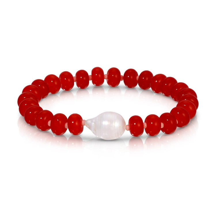 Stone Bracelet with Large Baroque Pearl