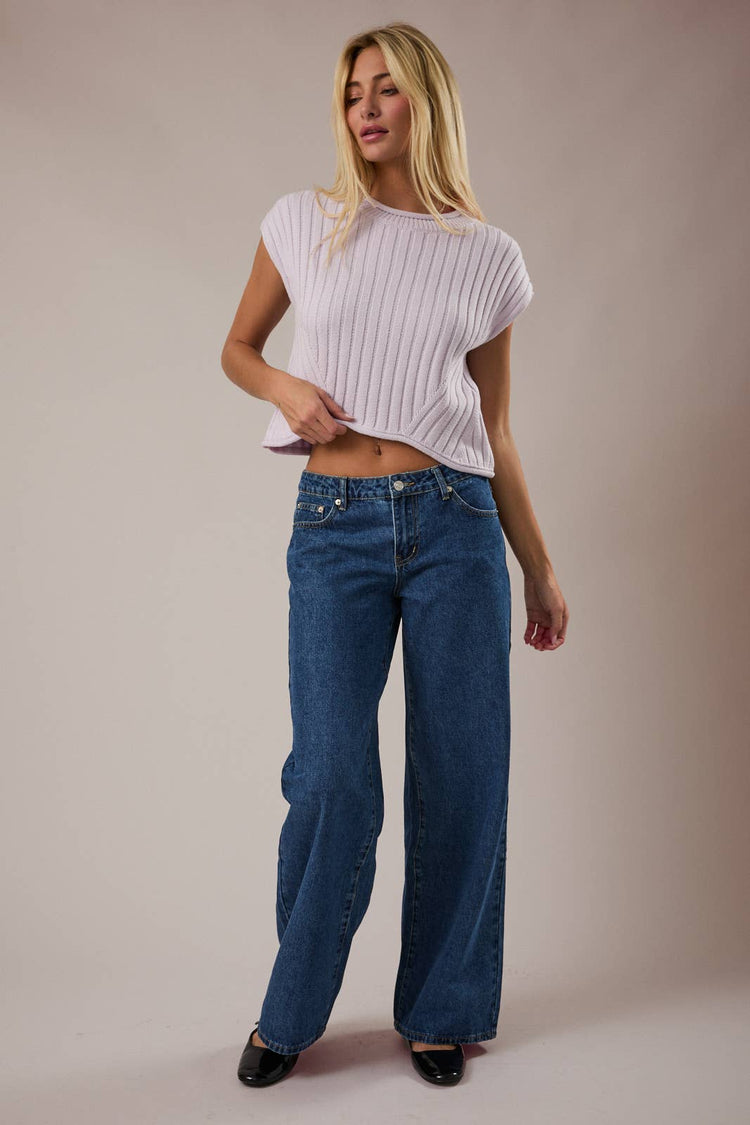 ROUND NECK EXTENDED SLEEVE SWEATER TOP