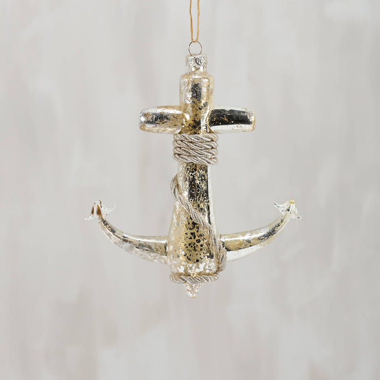 Glass Anchor Ornament