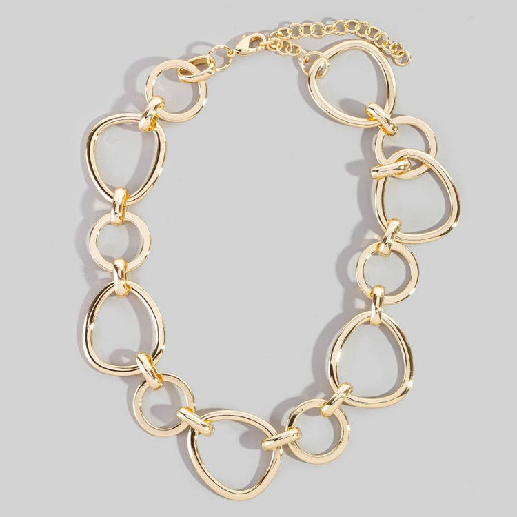 Mixed Large Hoop Chain Statement Necklace