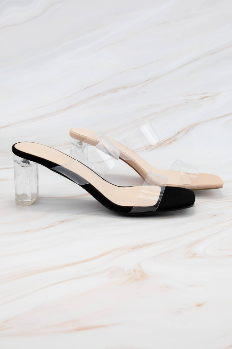 Della Clear Double Strap Heel