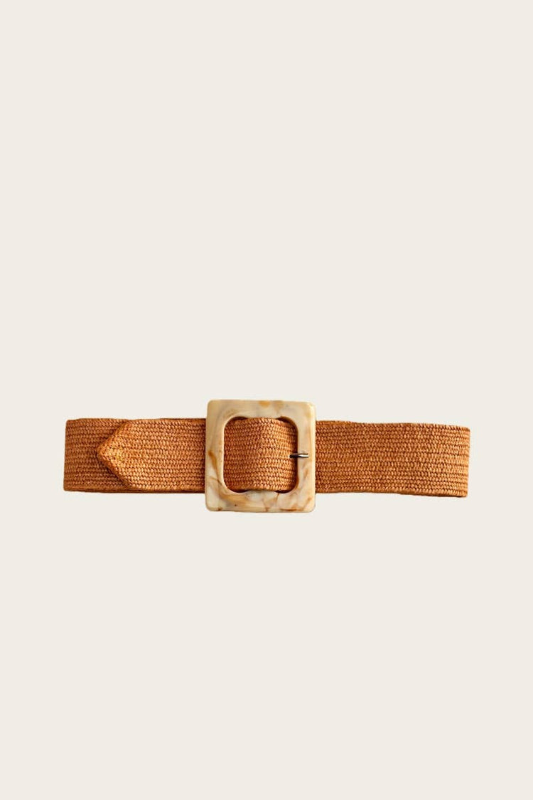 Marbled Swirl Square Buckle Elastic Belt