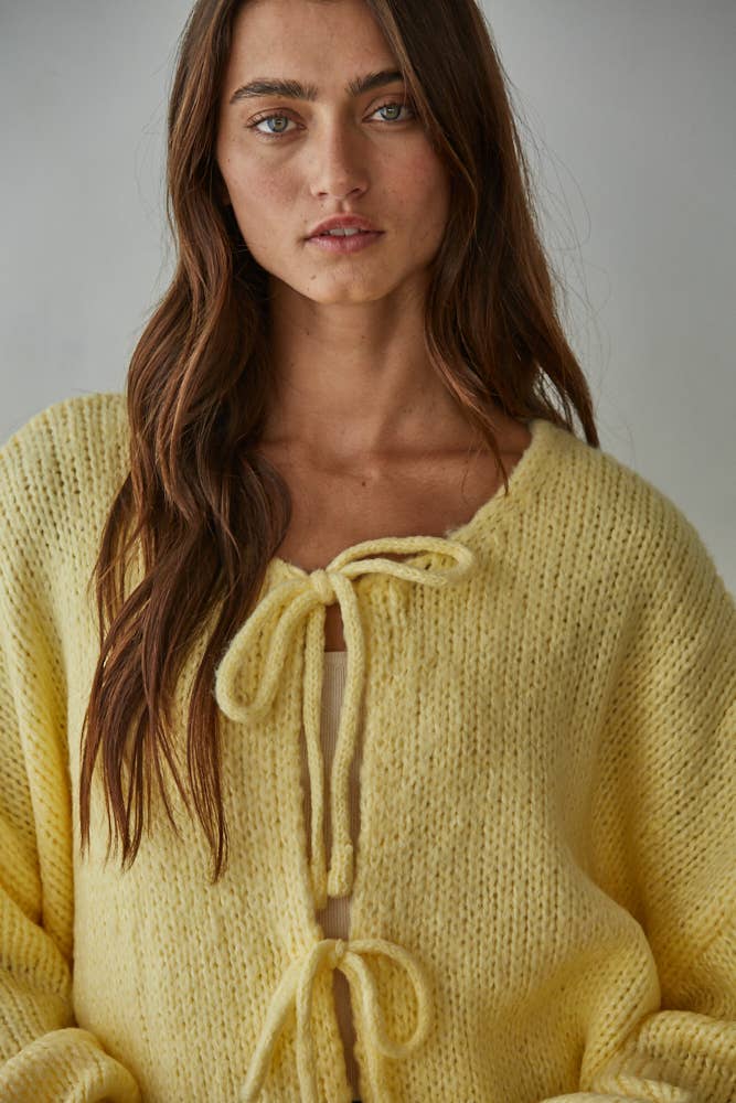 Knit Sweater Tie Front Long Sleeve Cardigan Top