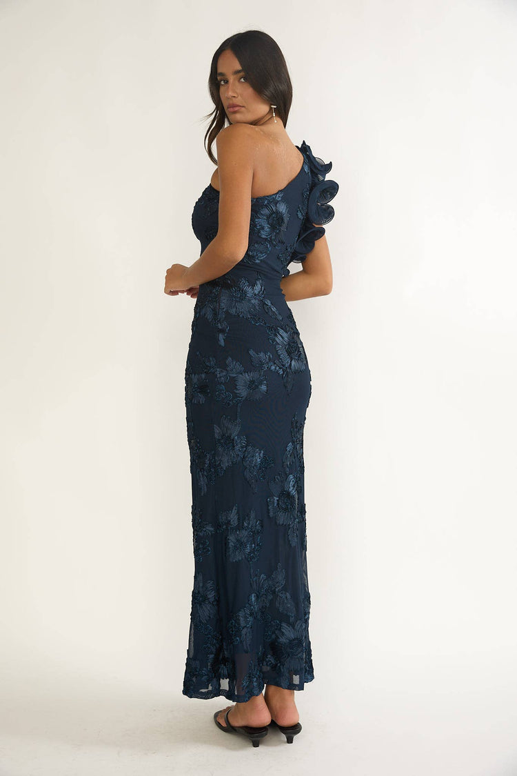ONE SHOULDER FLORAL MAXI DRESS