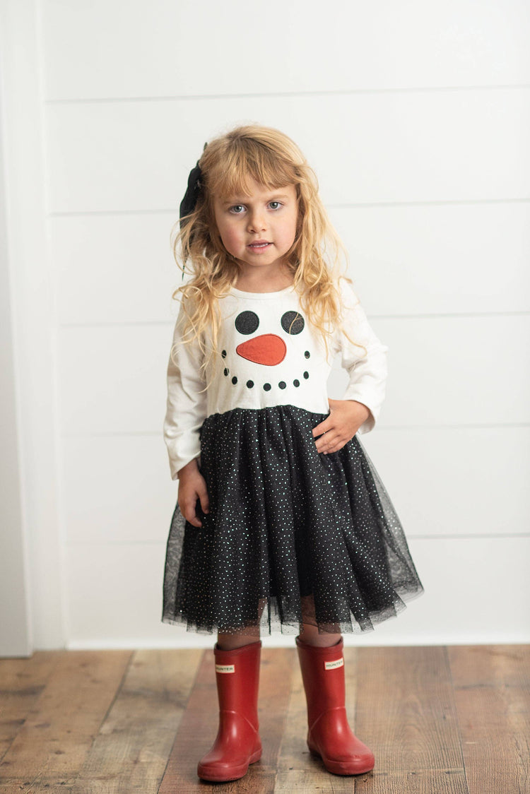 Girls Snowman Sparkle Tulle Holiday Christmas Winter Dress