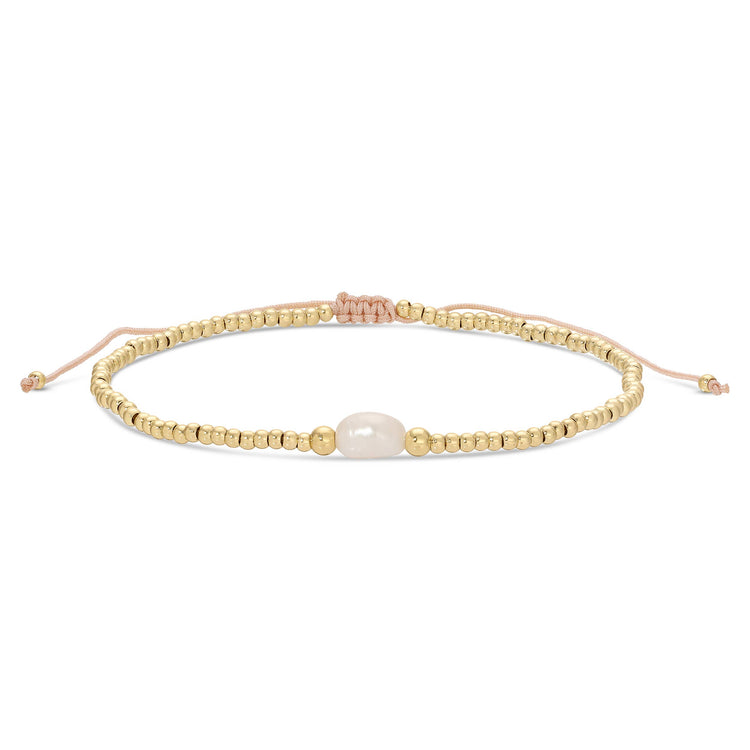 2Mm Adjustable Bracelet With Single Pearl