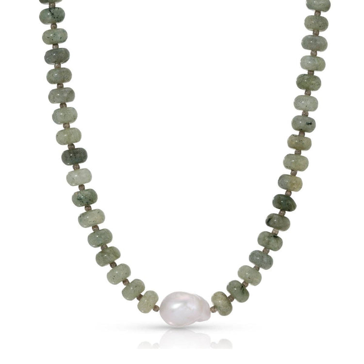 Stone Necklace with Baroque Pearl