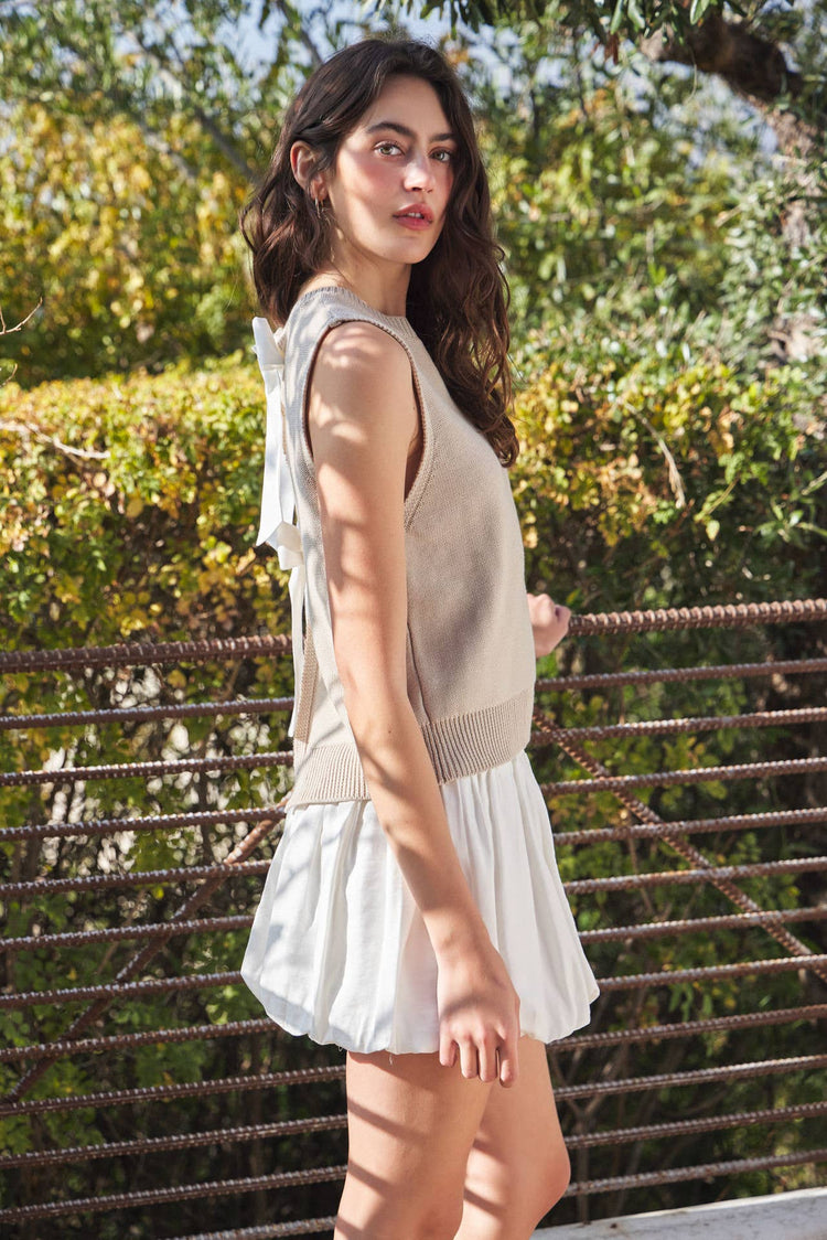 Sweaters Vest Top With Back Bow Ties
