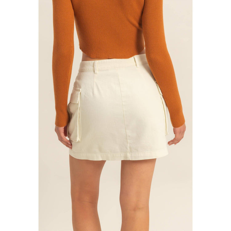 Mineral Washed Cargo Mini Skirt