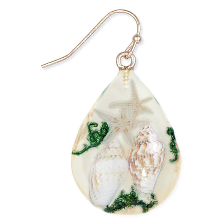 Drop in the Sea Shell Teardrop Acrylic Earrings