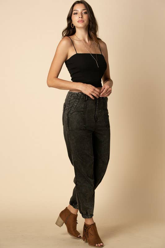 Mid Rise Cropped Jogger Vintage Wast