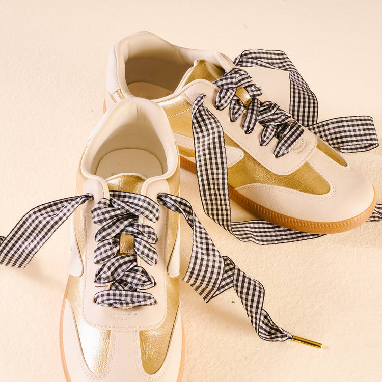 Step It Up Shoelaces-Gingham Black