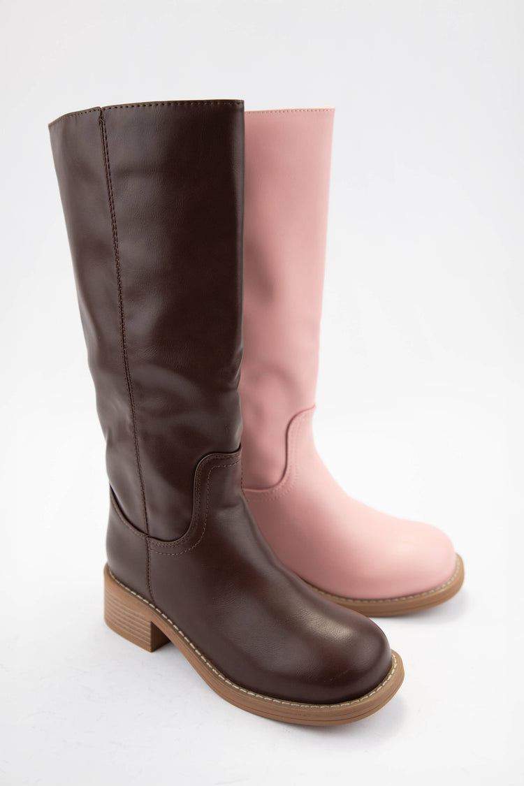 BANANA-1 Tall Riding Boots with Semi Square Toe and Block He