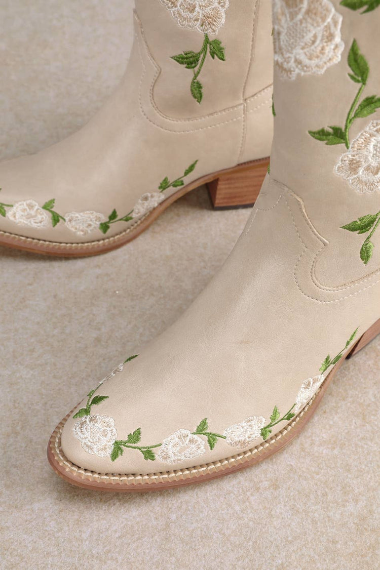 ZANA ROSE FLORAL EMBROIDERY DESIGN WESTERN BOOTS