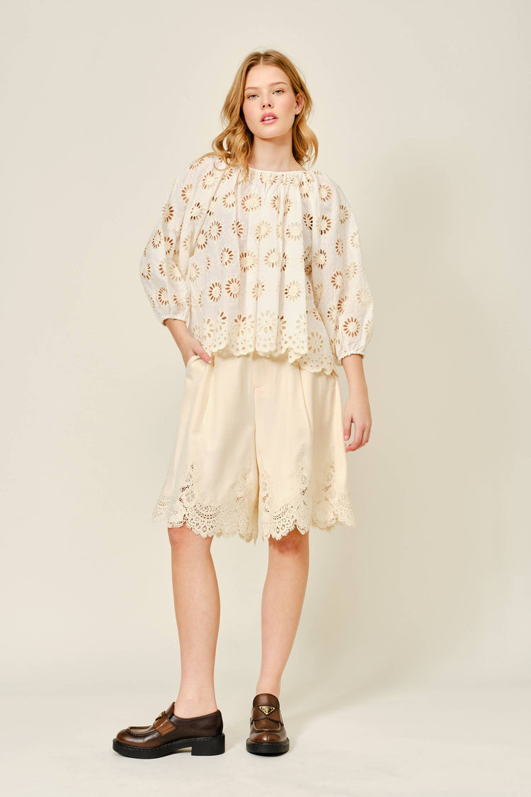 LACE HEMMING DETAIL CLASSIC LONG SHORTS