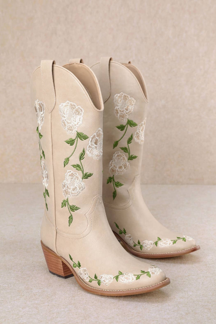 ZANA ROSE FLORAL EMBROIDERY DESIGN WESTERN BOOTS