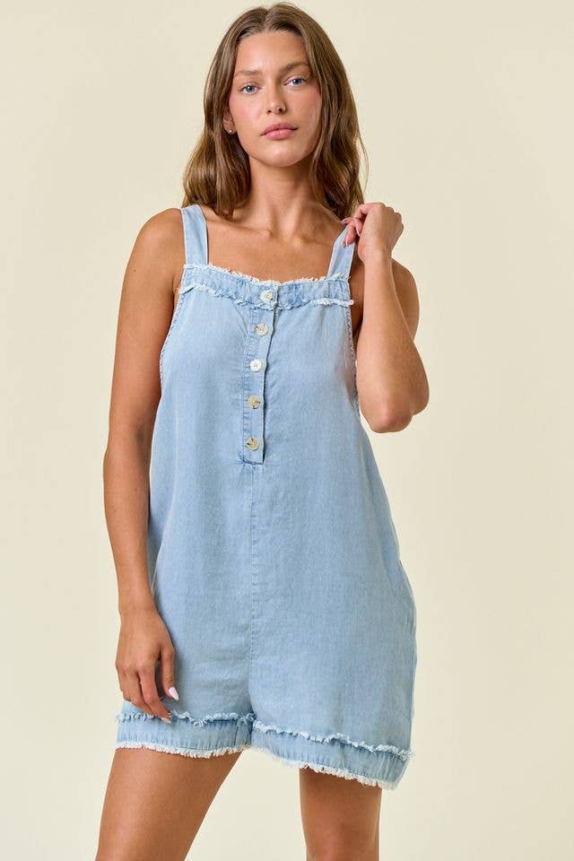 Tencel Denim Front button Closure Romper