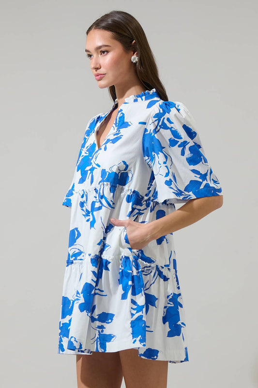 Aby Floral Dixie Split Neck Shift Dress