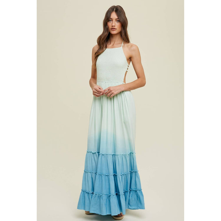 OMBRE OPEN BACK MAXI DRESS