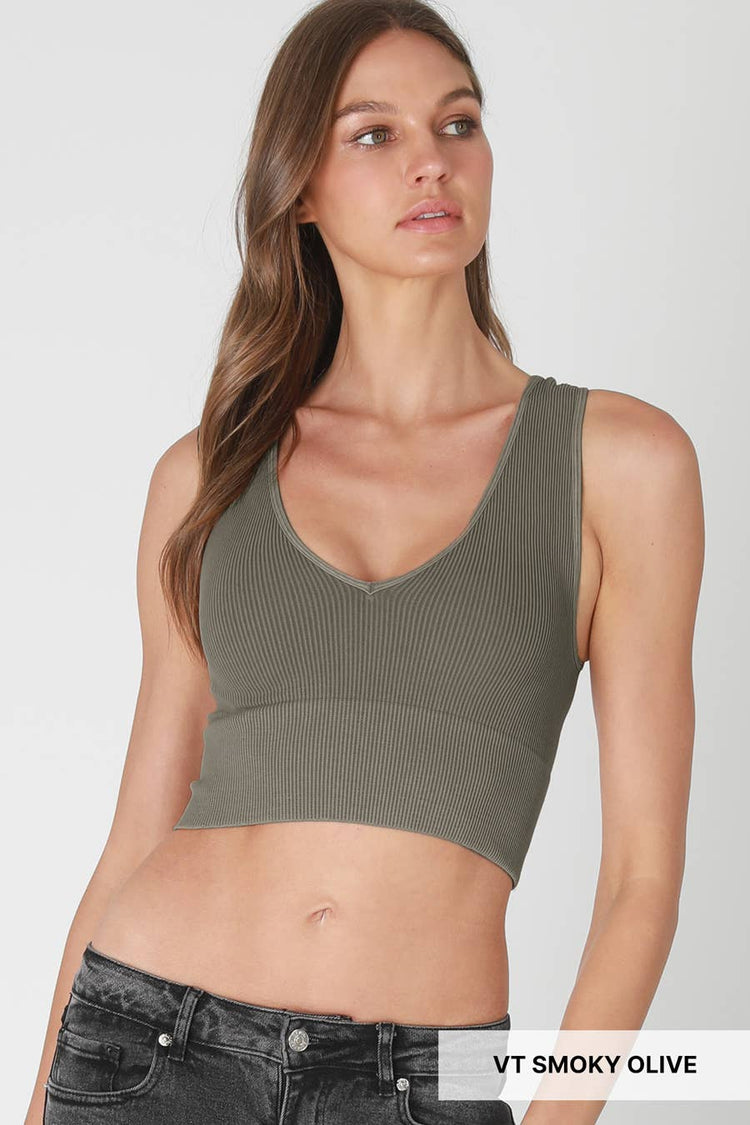 Vintage Plunge V-Neck Seamless Crop Top