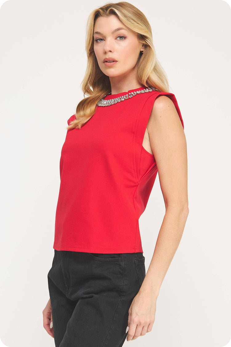 Embellishment Trim Knit Top