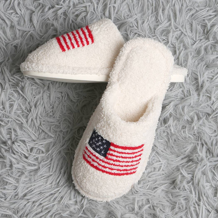 American Flag Embroidered Indoor Home Slippers