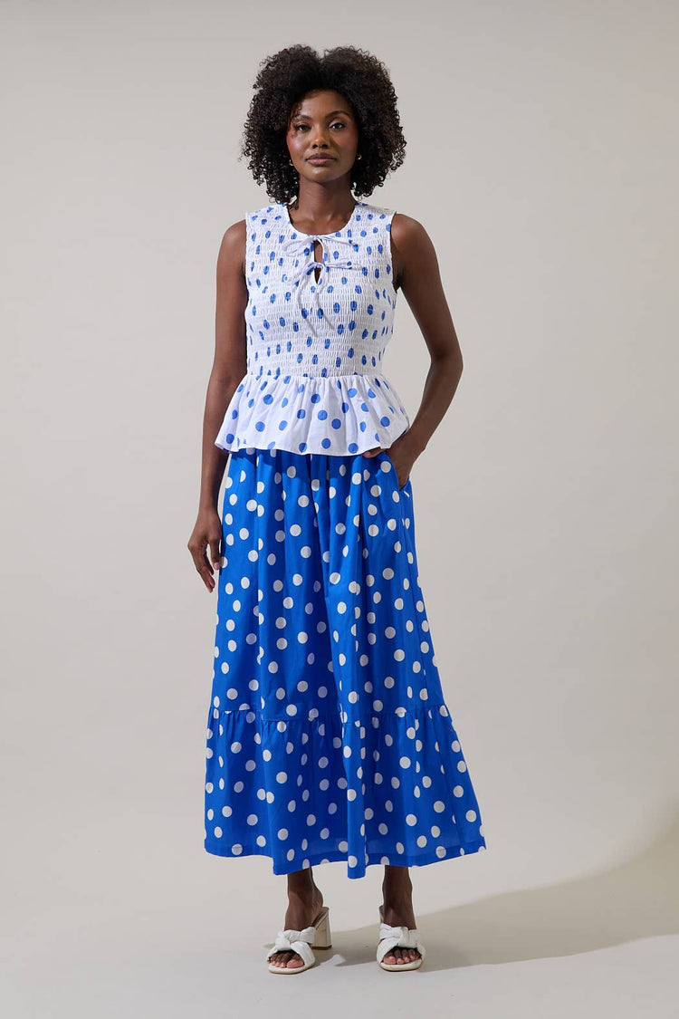 Katana Dot Pleated Maxi Skirt