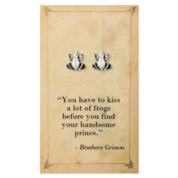 Literary Quotes Silver Frog Post Earrings