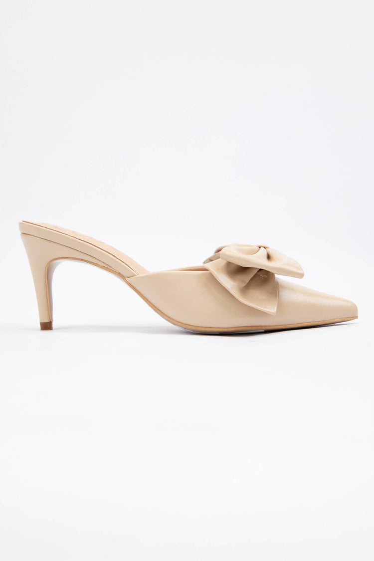 CAROL BIG BOW ON POINTED-TOE KITTEN HEEL