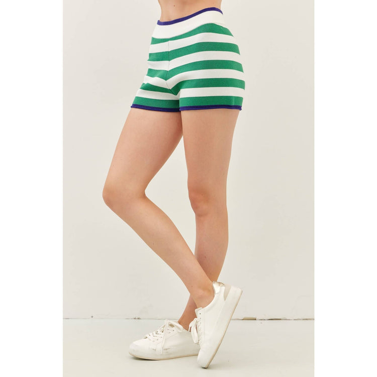 SOFT STRIPE MIXED SWEATER TOP AND SHORTS