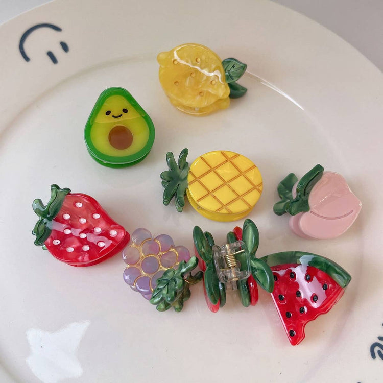FRUIT CUTE STRAWBERRY ACETATE MINI HAIR CLAW CLIPS