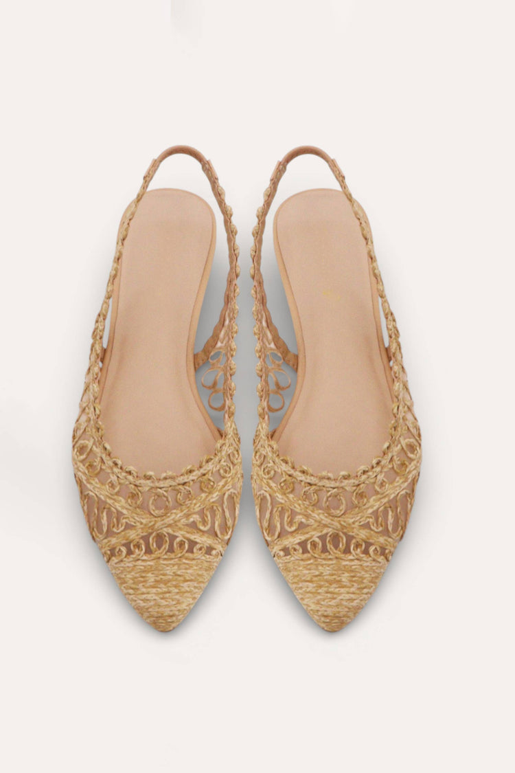NOTEBOOK-07 WOVEN RAFFIA UPPER SLING BACK FLAT