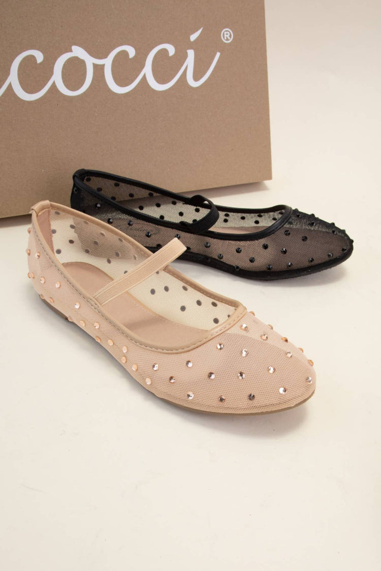 Embellished Sheer Mary Jane Flats