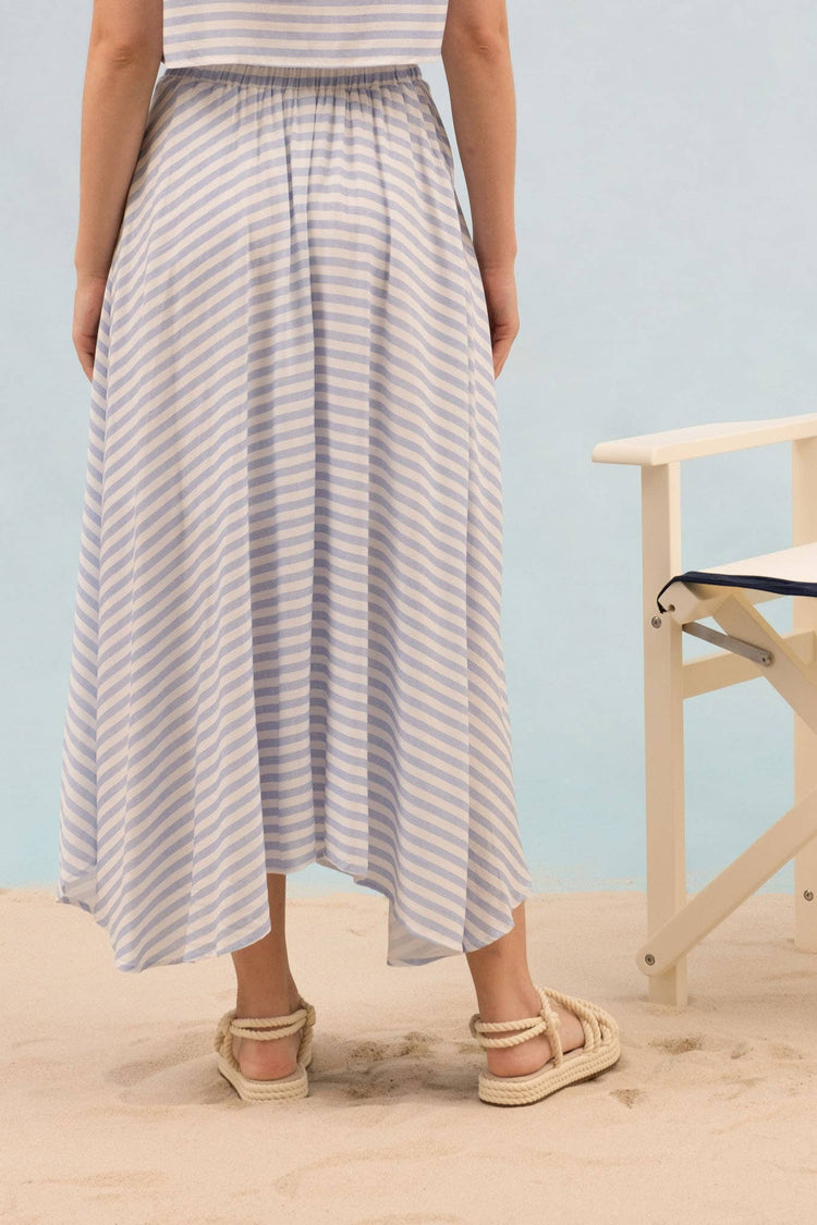 Stripe High Waisted Midi Skirt
