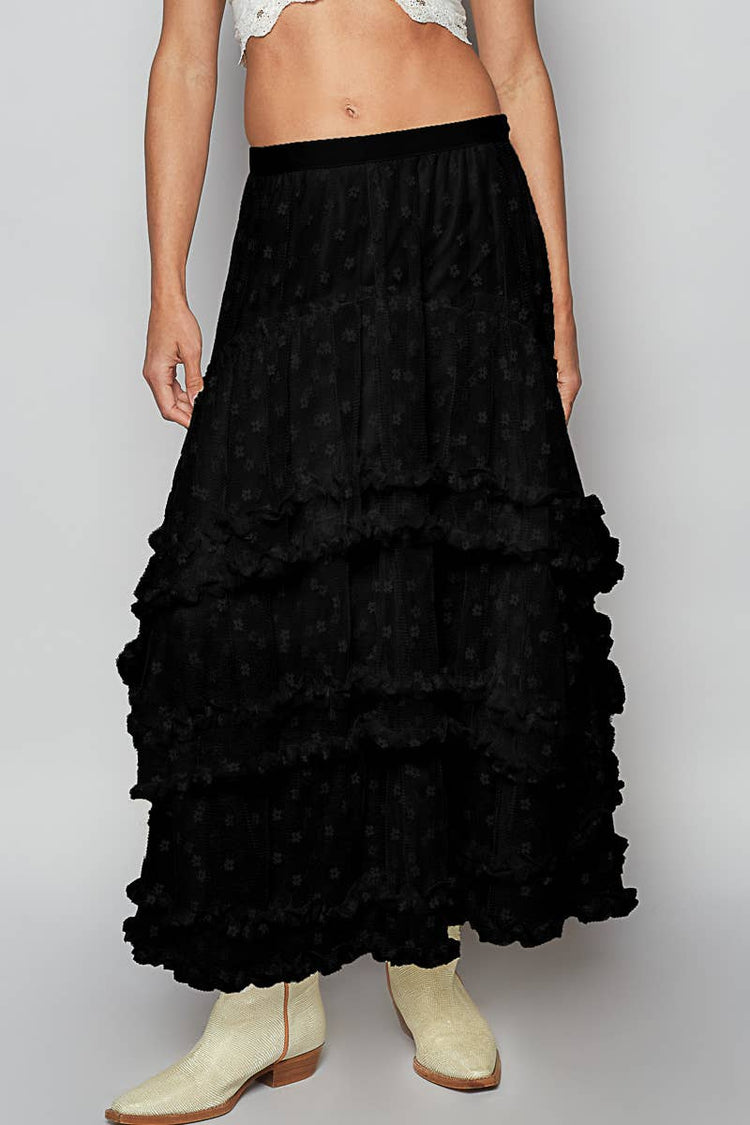 Floral embroidered ruffle lace crochet skirts