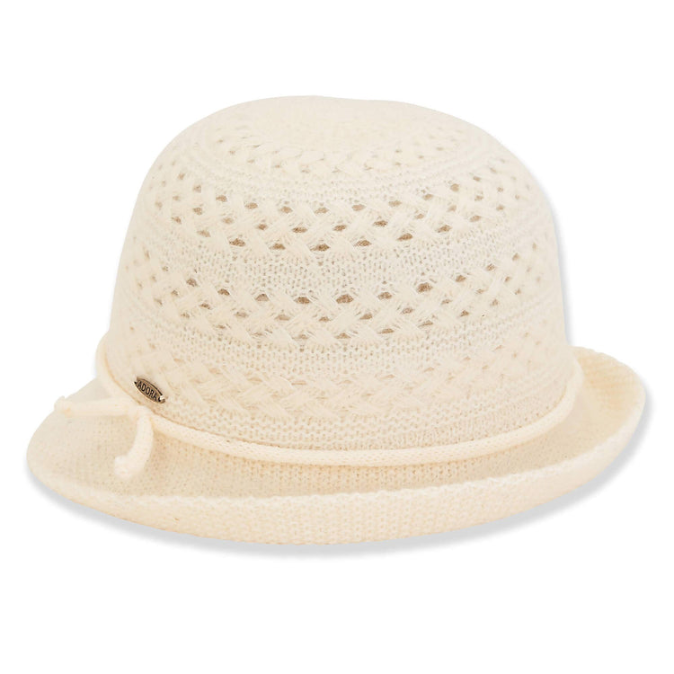 Ivory, 100% Wool Cloche, Brim 2"