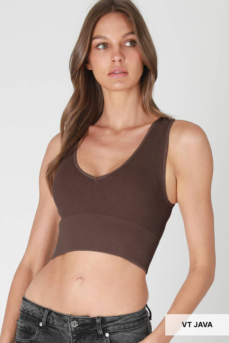 Vintage Plunge V-Neck Seamless Crop Top