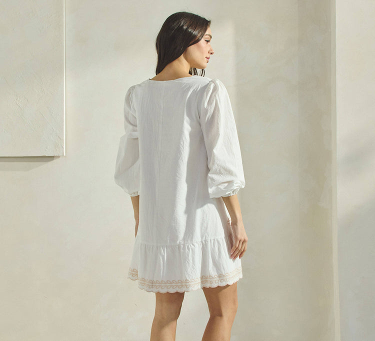 Tropical Embroidered Mini Dress