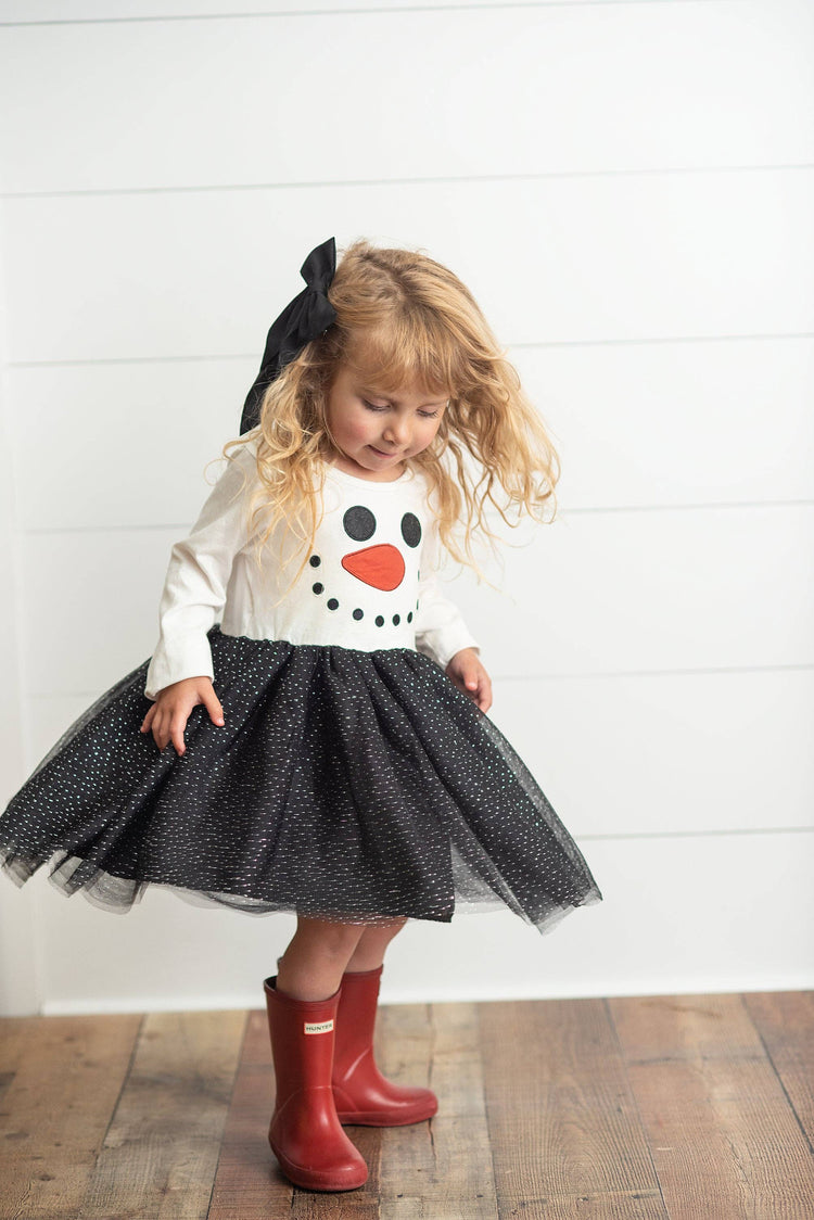Girls Snowman Sparkle Tulle Holiday Christmas Winter Dress